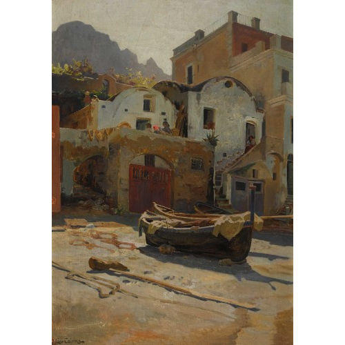 ARTHUR (EIGTL. JEAN BAPTISTE ARTHUR) CALAME : Village de p�cheur � la Riviera (DOBIASCHOFSKY AUKTIONEN AG)