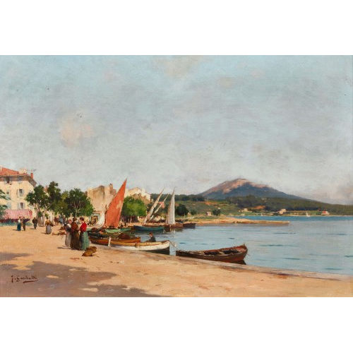 JOSEPH GARIBALDI : Sommerliche Uferpromenade (DOBIASCHOFSKY AUKTIONEN AG)