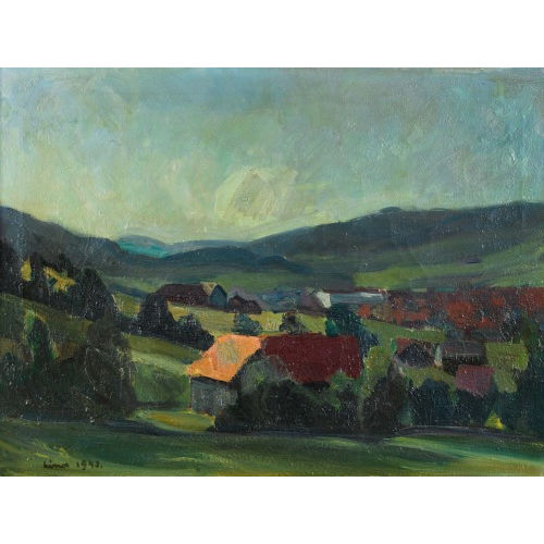 CARL WALTER LINER : Ostschweizer Landschaft mit H�usern (DOBIASCHOFSKY AUKTIONEN AG)