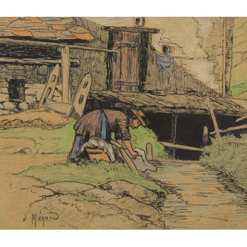 JOSEPH M�GARD : W�scherin am Bach (DOBIASCHOFSKY AUKTIONEN AG)