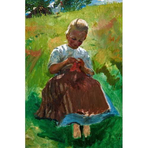 CUNO AMIET : 'Strickendes M�dchen' (DOBIASCHOFSKY AUKTIONEN AG)