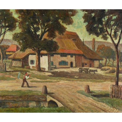 EUGEN HENZIROSS : Sommerliche Dorfpartie (DOBIASCHOFSKY AUKTIONEN AG)