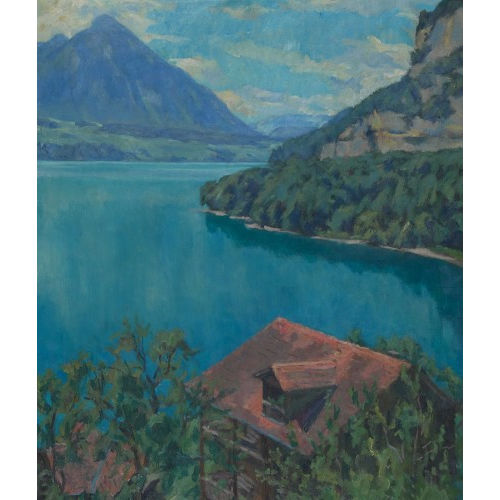 WILLIAM PECHUEL-LOESCHE : Thunersee mit Niesen (DOBIASCHOFSKY AUKTIONEN AG)