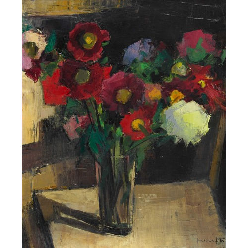 WALTER MAFLI : Stillleben mit Anemonen in Glasvase (DOBIASCHOFSKY AUKTIONEN AG)