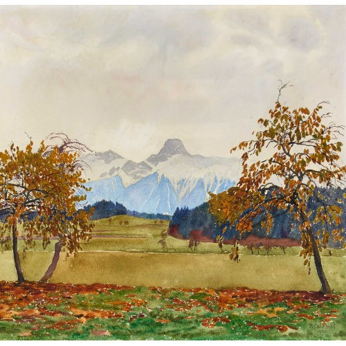 PLINIO COLOMBI : Herbstlandschaft mit dem Stockhorn (DOBIASCHOFSKY AUKTIONEN AG)