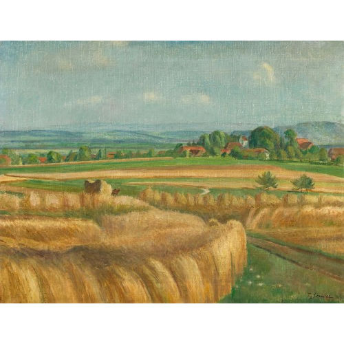 TRAUGOTT SENN : Weite Sommerlandschaft mit Weizenfeld (DOBIASCHOFSKY AUKTIONEN AG)