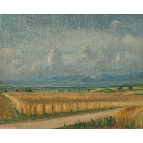 TRAUGOTT SENN : Sommerliche Feldlandschaft am See (DOBIASCHOFSKY AUKTIONEN AG)