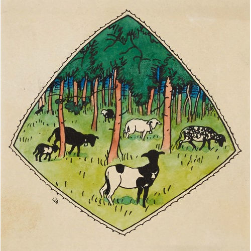 ERNST KREIDOLF : Weidende Schafe (DOBIASCHOFSKY AUKTIONEN AG)