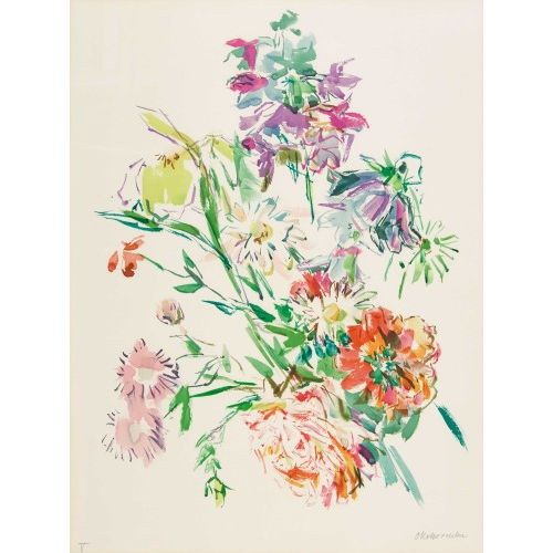 OSKAR KOKOSCHKA : 'Sommerblume mit Iris und Pfingstrose' (DOBIASCHOFSKY AUKTIONEN AG)
