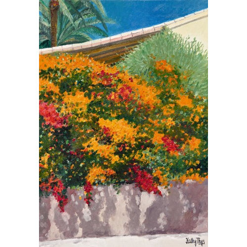 KATHY (EIGTL. THYS-BILL THYS : S�dliche Gartenpartie mit Blumen und Palme (DOBIASCHOFSKY AUKTIONEN AG)