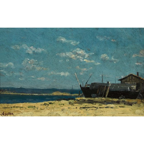ADOLPHE (EIGTL. APPIAN APPIAN : Strandpartie mit Boot und Haus (DOBIASCHOFSKY AUKTIONEN AG)