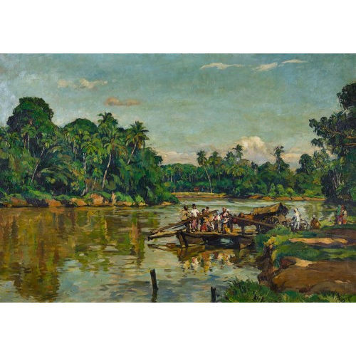 HANS VON HAYEK : Palmenges�umter Fluss mit F�hre (DOBIASCHOFSKY AUKTIONEN AG)