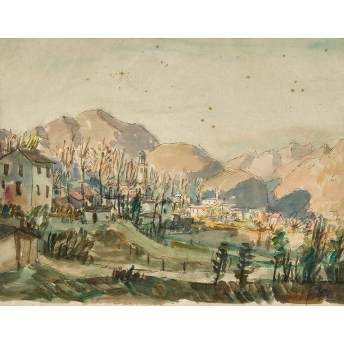 IGNAZ EPPER : Tessiner Landschaft mit Dorf (DOBIASCHOFSKY AUKTIONEN AG)