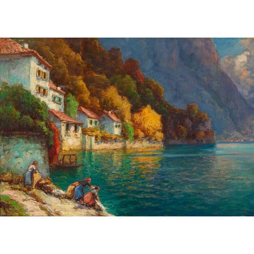 MAX USADEL : W�scherinnen am Lago di Lugano (DOBIASCHOFSKY AUKTIONEN AG)