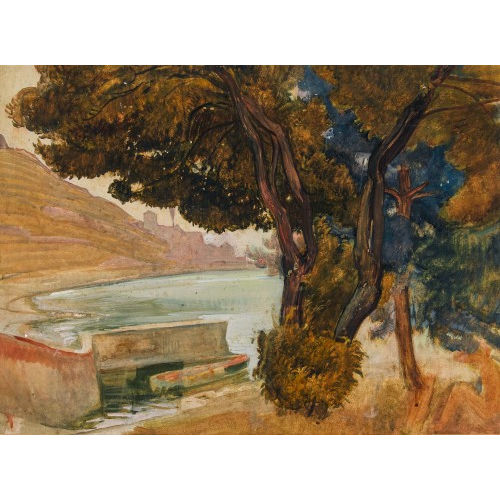 ERNEST BI�LER : 'Bord du lac � Gl�rolles. Vue sur St-Saphorin' (DOBIASCHOFSKY AUKTIONEN AG)