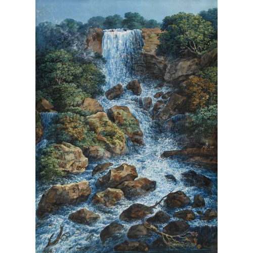 CARL LUDWIG HACKERT : Cascade du Forestay au-dessus de Rivaz (DOBIASCHOFSKY AUKTIONEN AG)