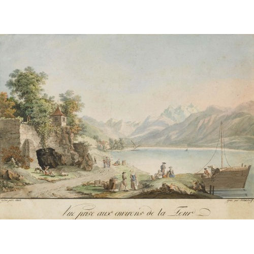JOHANN LUDWIG ABERLI : 'Vue prise aux environs de la Tour' (DOBIASCHOFSKY AUKTIONEN AG)