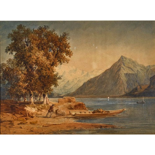 JOHANN JAKOB II ULRICH : Thunersee mit Sicht auf Niesen und Jungfrau (DOBIASCHOFSKY AUKTIONEN AG)