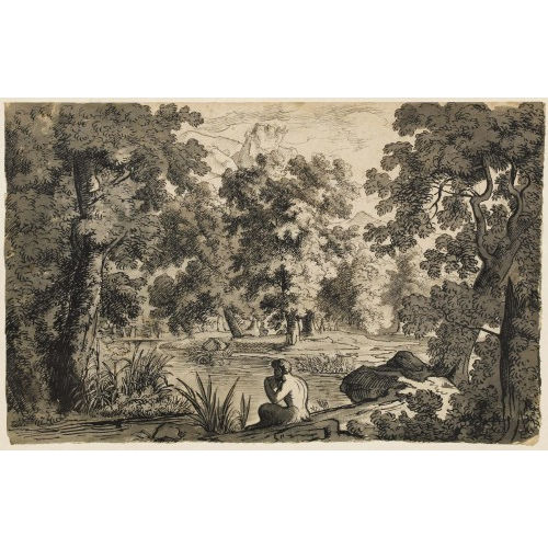 SALOMON GESSNER : 'Fl�tender Pan an einem Waldteich' (DOBIASCHOFSKY AUKTIONEN AG)