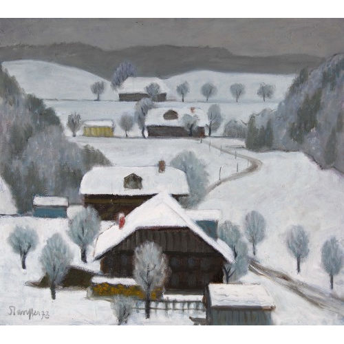 FRED STAUFFER : Winterliche Dorflandschaft (DOBIASCHOFSKY AUKTIONEN AG)
