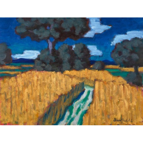 FRED STAUFFER : Abendliche Landschaft mit Kornfeld (DOBIASCHOFSKY AUKTIONEN AG)