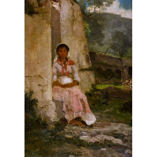 FRAN�OIS BOCION : 'La pause de la lavandi�re, San Stefano' (DOBIASCHOFSKY AUKTIONEN AG)