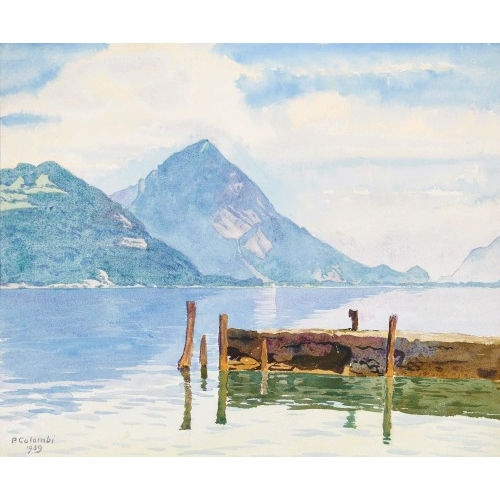PLINIO COLOMBI : Thunersee mit Niesen (DOBIASCHOFSKY AUKTIONEN AG)