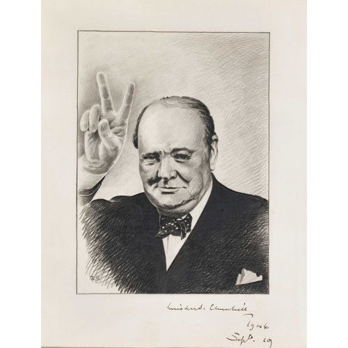 WINSTON CHURCHILL : Portr�t mit Autogramm (DOBIASCHOFSKY AUKTIONEN AG)