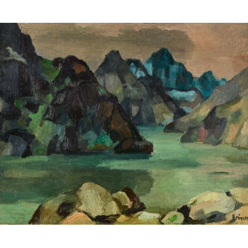 ARNOLD BR�GGER : Flusslandschaft im Gebirge (DOBIASCHOFSKY AUKTIONEN AG)