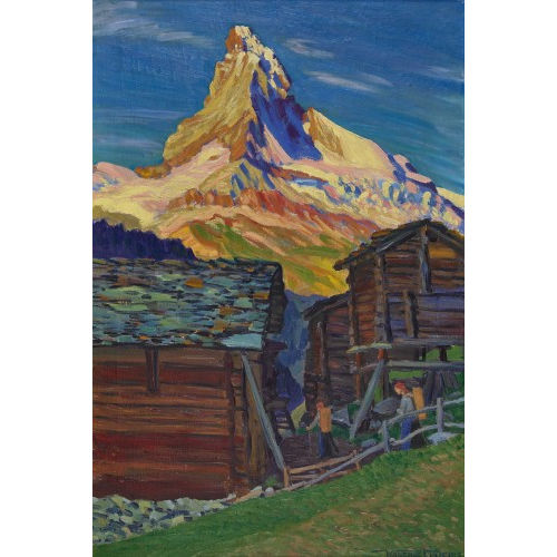 WALDEMAR THEOPHIL FINK : 'Fr�hmorgen in Findelen (Zermatt) mit Matterhorn' (DOBIASCHOFSKY AUKTIONEN AG)