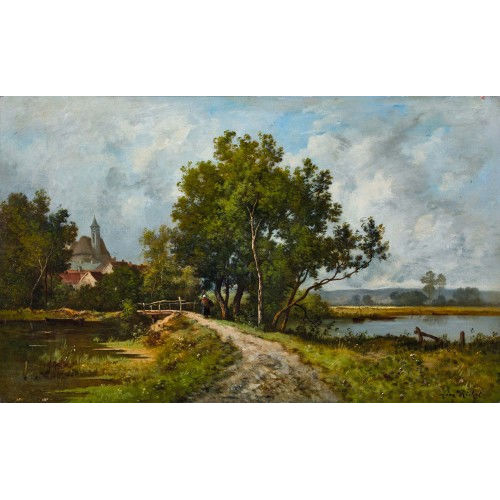 L�ON RICHET : Paysage � l'�tang (DOBIASCHOFSKY AUKTIONEN AG)