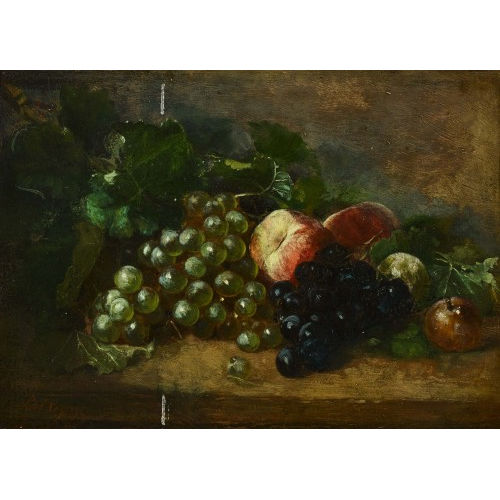 JEAN BAPTISTE PAUL LAZERGES : Nature morte aux raisins et p�ches (DOBIASCHOFSKY AUKTIONEN AG)