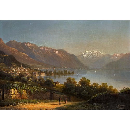 ALFRED D�NZ : Blick auf Vevey und die Dent Blanche (DOBIASCHOFSKY AUKTIONEN AG)