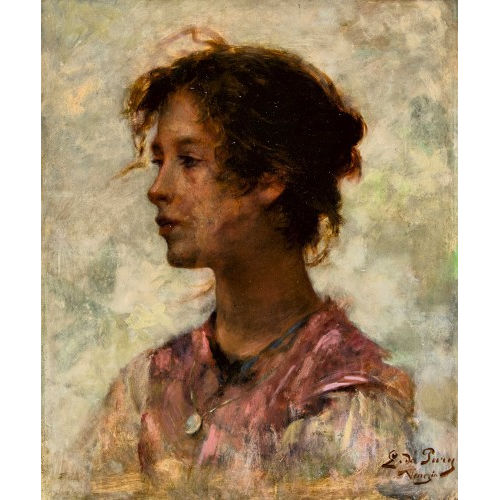 BARON EDMOND JEAN DE PURY : Portrait d'une jeune fille (DOBIASCHOFSKY AUKTIONEN AG)