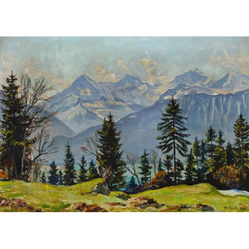 HANS BANDI : Blick von Beatenberg gegen Eiger, M�nch und Jungfrau (DOBIASCHOFSKY AUKTIONEN AG)