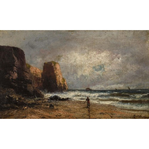 KARL PIERRE DAUBIGNY : Les Falaises � �tretat (DOBIASCHOFSKY AUKTIONEN AG)