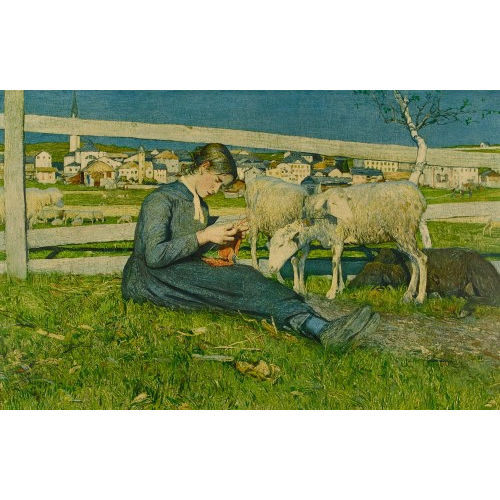GIOVANNI SEGANTINI : 'Ragazza che fa la calza' (DOBIASCHOFSKY AUKTIONEN AG)