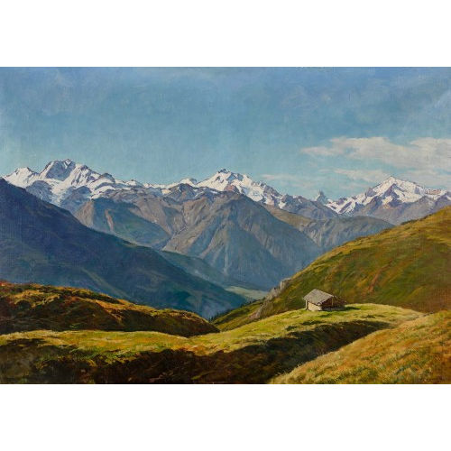 HENRI �DOUARD HUGUENIN-VIRCHAUX : Blick auf Weissmies, Mischabel, Matterhorn und Weisshorn (DOBIASCHOFSKY AUKTIONEN AG)