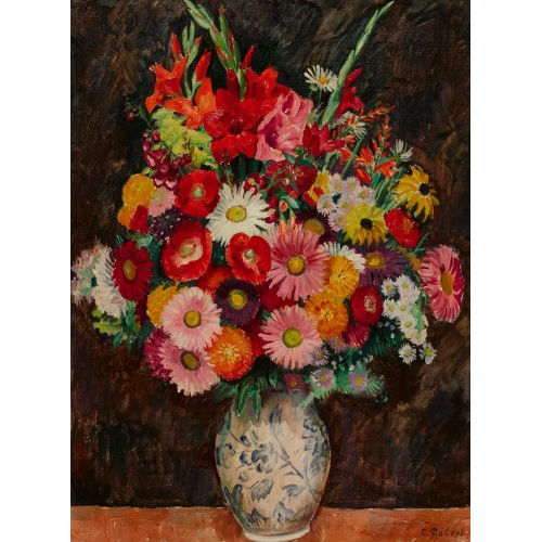 PAUL TH�OPHILE ROBERT : Sommerlicher Blumenstrauss in Keramikvase (DOBIASCHOFSKY AUKTIONEN AG)