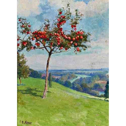 ROBERT KIENER : Apfelbaum vor Flusslandschaft (DOBIASCHOFSKY AUKTIONEN AG)