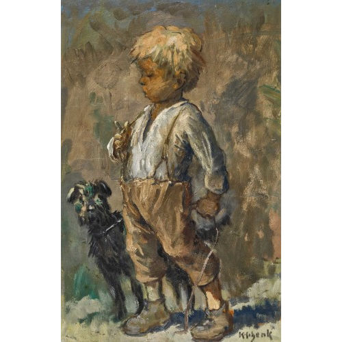 KARL SCHENK : Knabe mit Hund (DOBIASCHOFSKY AUKTIONEN AG)