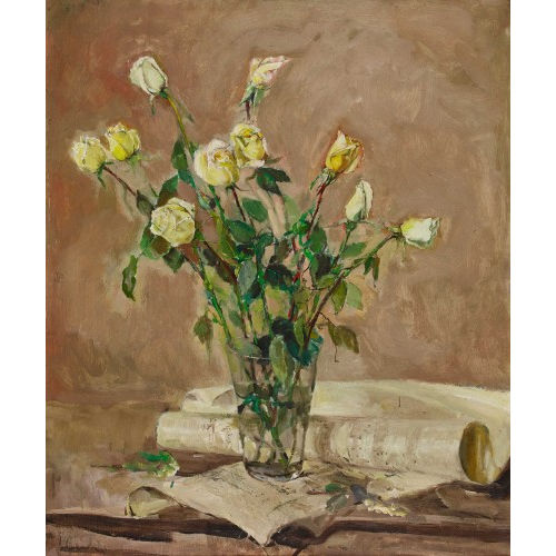 JOSEPH BEILIN : Stillleben mit Rosen im Glas (DOBIASCHOFSKY AUKTIONEN AG)