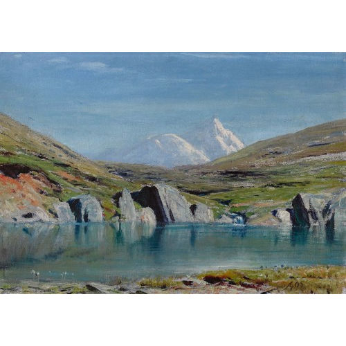 ALBERT HENRY JOHN GOS : Walliser Alpenlandschaft mit Bergsee (DOBIASCHOFSKY AUKTIONEN AG)