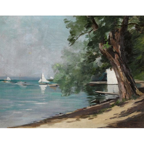 AUGUSTE FR�D�RIC DUFAUX : Sonnige Seeuferpartie (DOBIASCHOFSKY AUKTIONEN AG)
