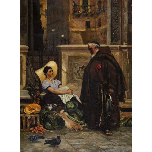 ALFRED-HENRI BERTHOUD : Marktfrau und M�nch mit Ente (DOBIASCHOFSKY AUKTIONEN AG)