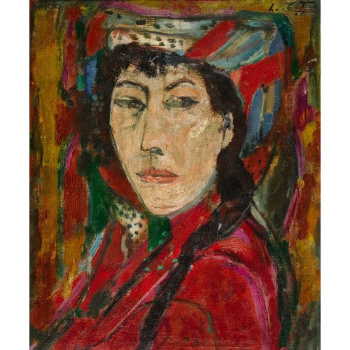ADOLF HERBST : Portr�t einer Frau mit Kopfschmuck (DOBIASCHOFSKY AUKTIONEN AG)