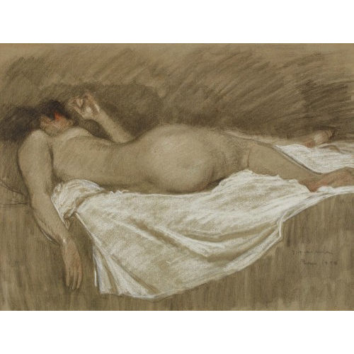 TH�OPHILE-ALEXANDRE STEINLEN : Femme nue de dos allong�e (DOBIASCHOFSKY AUKTIONEN AG)