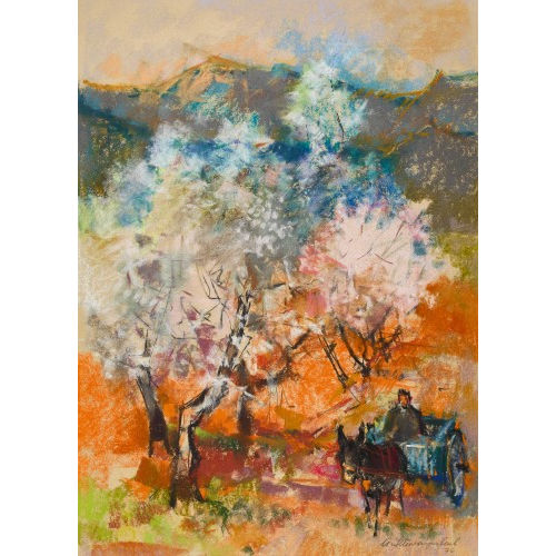 ARMIN SCHWARZENBACH : Berglandschaft mit Fuhrwerk (DOBIASCHOFSKY AUKTIONEN AG)