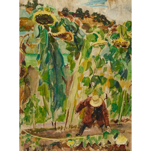 MARTIN LAUTERBURG : G�rtner mit Sonnenblumen (DOBIASCHOFSKY AUKTIONEN AG)
