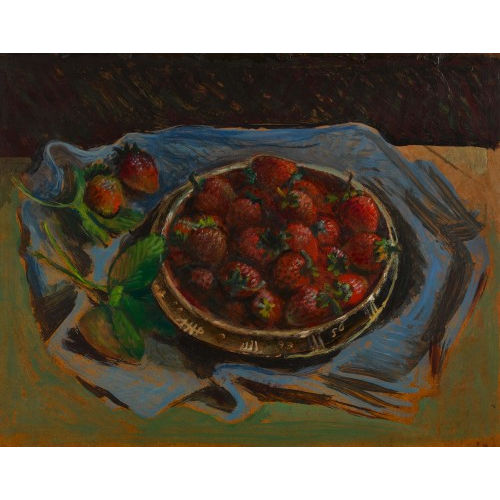 ALFRED HEINRICH PELLEGRINI : Stillleben mit Erdbeeren in Keramikschale (DOBIASCHOFSKY AUKTIONEN AG)